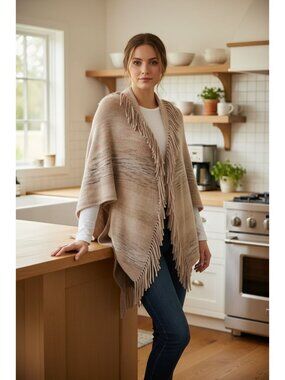 Colorful Rainbow Retro Fringe Hem Shrug Knit Bolero Open Front Sweater Cardigan